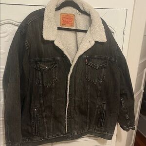Levi's Men’s Washed Black Sherpa Lined Jacket XXL